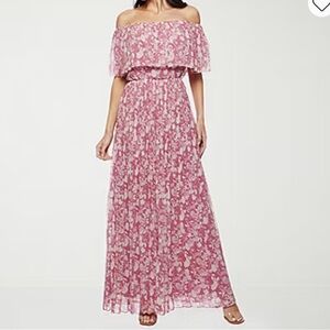 Chic Strapless Floral Dress in Pink